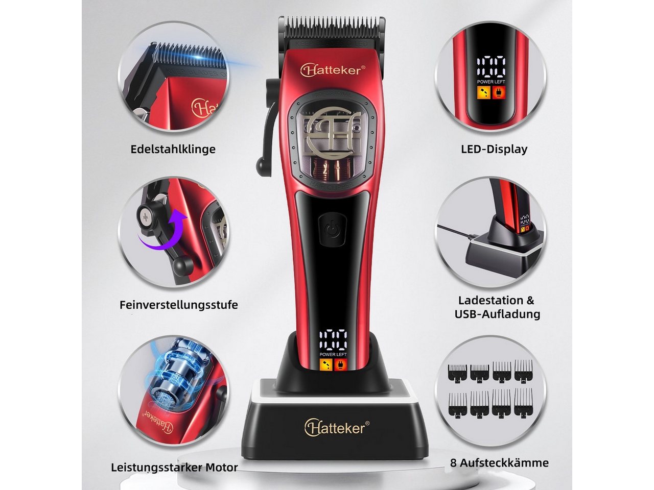 Scttomon Haarschneider G58, Professioneller Haarschneider & Barttrimmer, Barbershop-Haartrimmer USB-C & Ladestation – Bild 3 von 5