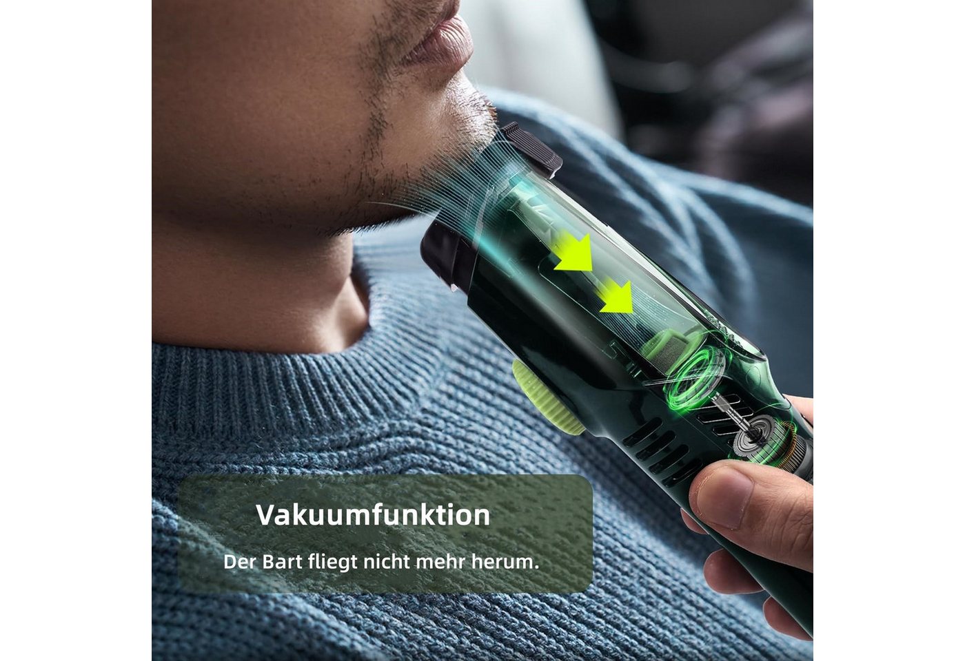 Scttomon Haarschneider HT-6058, Bartschneider mit Vakuumfunktion, 1–20 mm Längeneinstellung, IPX6 wasserdicht – Bild 4 von 5