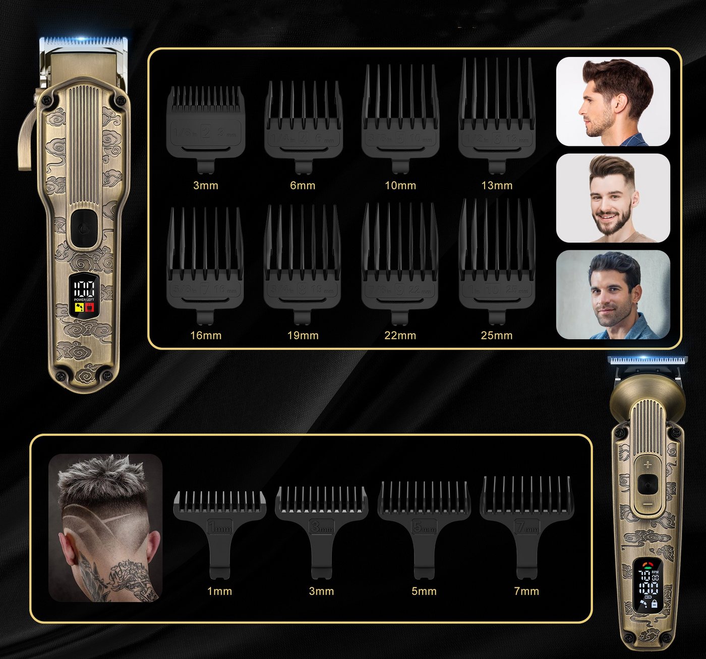 Scttomon Haarschneider HT-6068, Haar- und Bartschneider Kit, Bartschneider mit LED-Anzeige IPX6 Wasserdicht – Bild 5 von 5