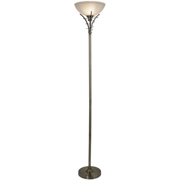 Searchlight Stehlampe Linea Stehleuchte - Antikes Messing und Glas, ohne Leuchtmittel