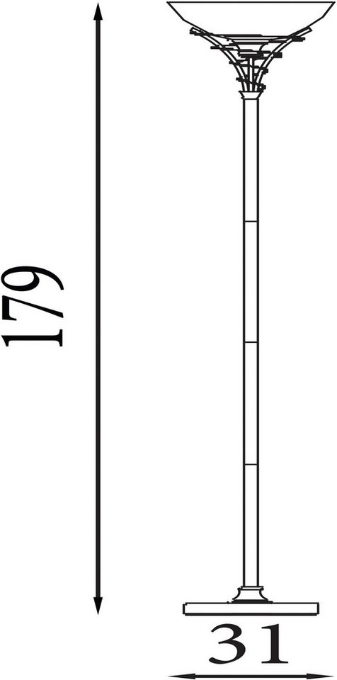 Searchlight Stehlampe Linea Stehleuchte - Antikes Messing und Glas, ohne Leuchtmittel – Bild 5 von 5