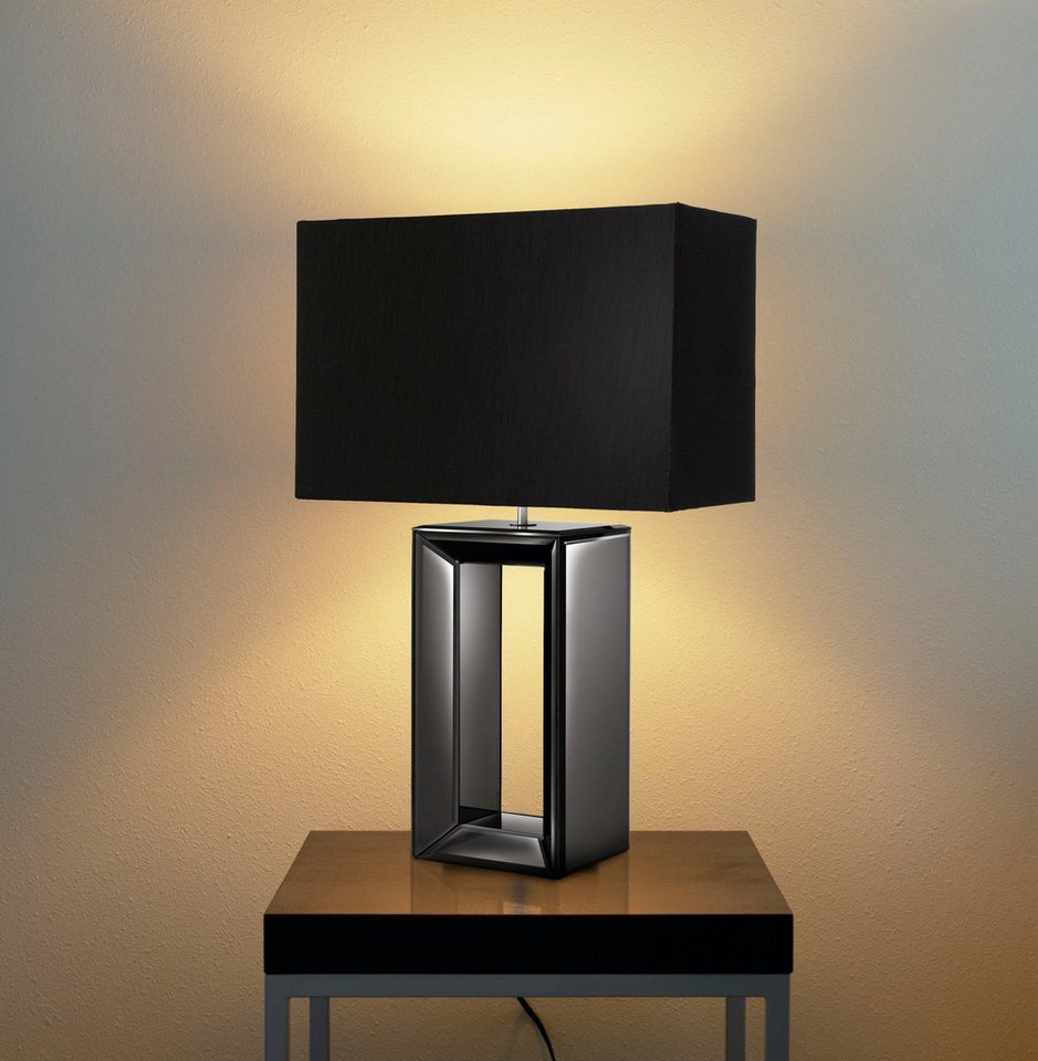 Searchlight Tischleuchte Mirror Table Lamp - Smoked Mirrored Glass & Black Faux Silk, Leuchtmittel wechselbar – Bild 2 von 2