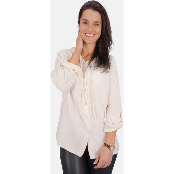 Seasons of April Hemdbluse Musselin Camila Oversized 100% Baumwolle Musselinbluse: Oversized, Halbarm & Kapuze