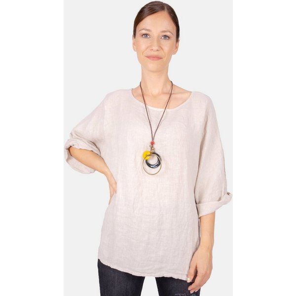 Seasons of April Kurzarmbluse LINA OVERSIZED (1-tlg) Weit geschnittene Leinenbluse