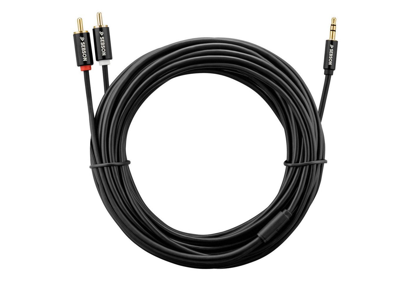 SEBSON Audio Kabel 10m - Klinke 3,5mm auf 2 Cinch Stecker - RCA zu Jack Optisches-Kabel, (1000 cm) – Bild 4 von 5