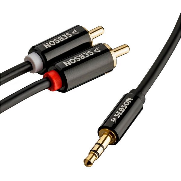 SEBSON Audio Kabel 2m - Klinke 3,5mm auf 2 Cinch Stecker - RCA zu Jack Optisches-Kabel, (200 cm)