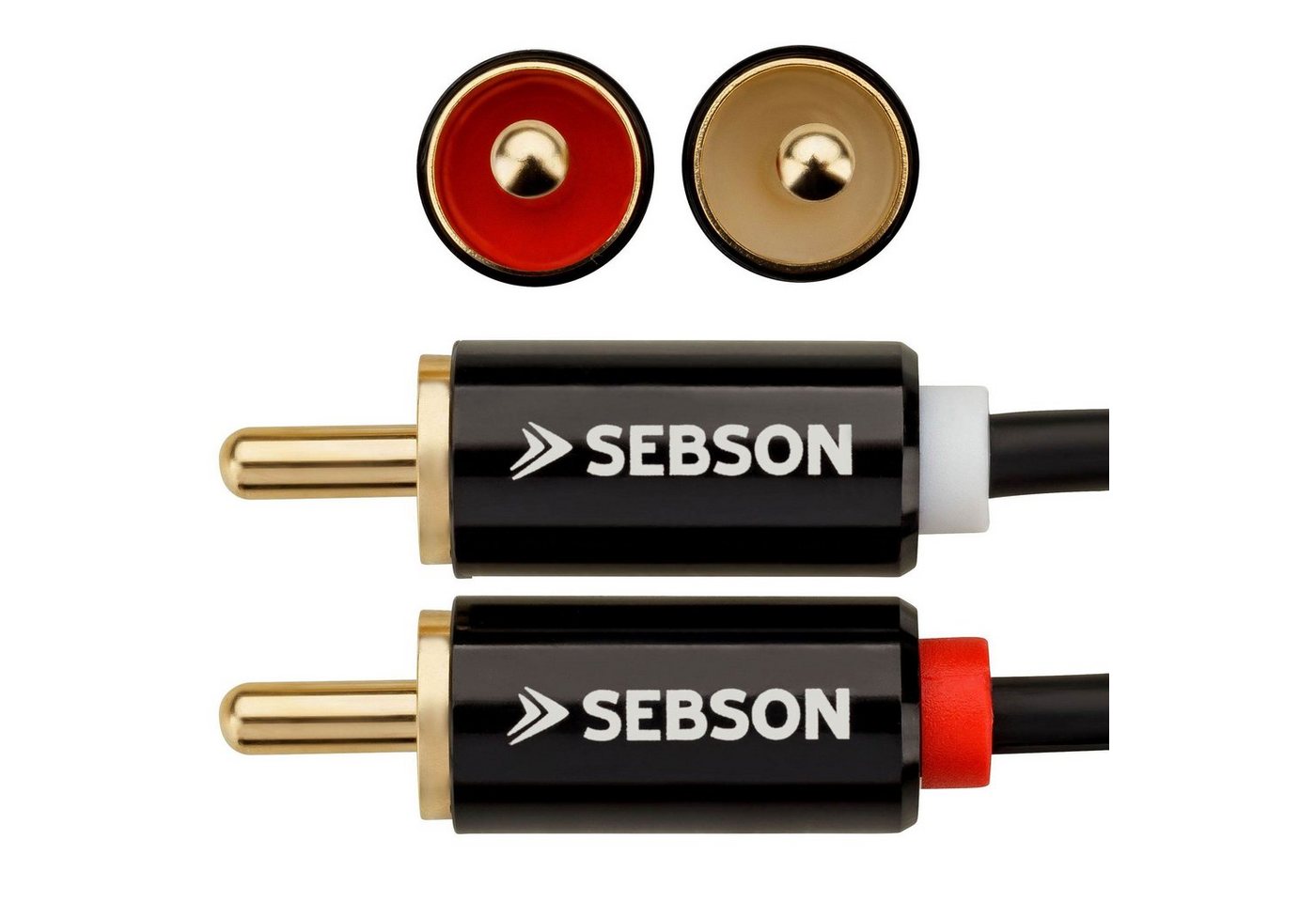 SEBSON Audio Kabel 2m - Klinke 3,5mm auf 2 Cinch Stecker - RCA zu Jack Optisches-Kabel, (200 cm) – Bild 2 von 5