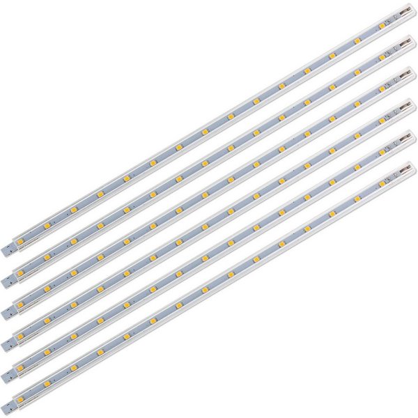 SEBSON Aufbauleuchte LED Lichtleiste 30cm 12V warmweiß 6-tlg, mit Stecker und Schalter