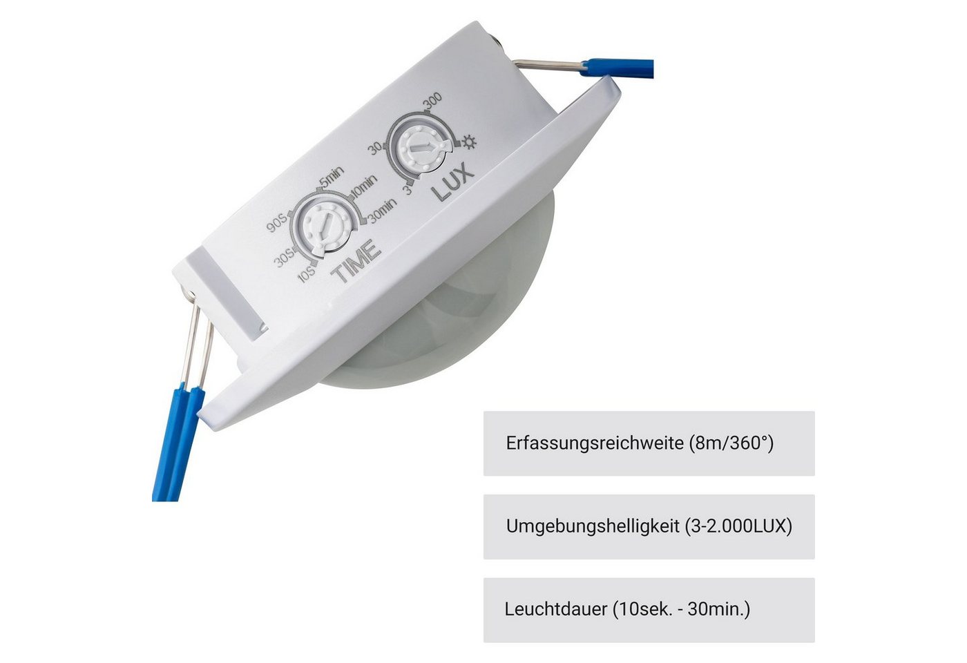 SEBSON Bewegungsmelder Bewegungsmelder programmierbar 8m / 360°, LED geeignet - 2er Pack, (2-St) – Bild 5 von 5