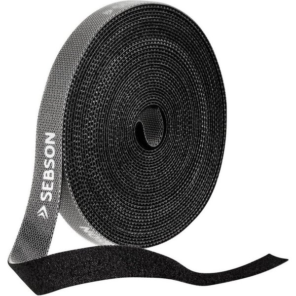 SEBSON Kabelbinder Kabelbinder wiederverschließbar schwarz, 12mm x 15m Klettband Rolle