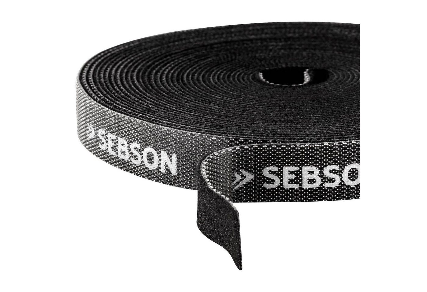SEBSON Kabelbinder Kabelbinder wiederverschließbar schwarz, 12mm x 15m Klettband Rolle – Bild 2 von 5