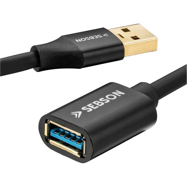 SEBSON USB Verlängerung 3m - A Stecker/A Buchse - USB3.0 Datenkabel 5 Gbit/s USB-Kabel, (300 cm)