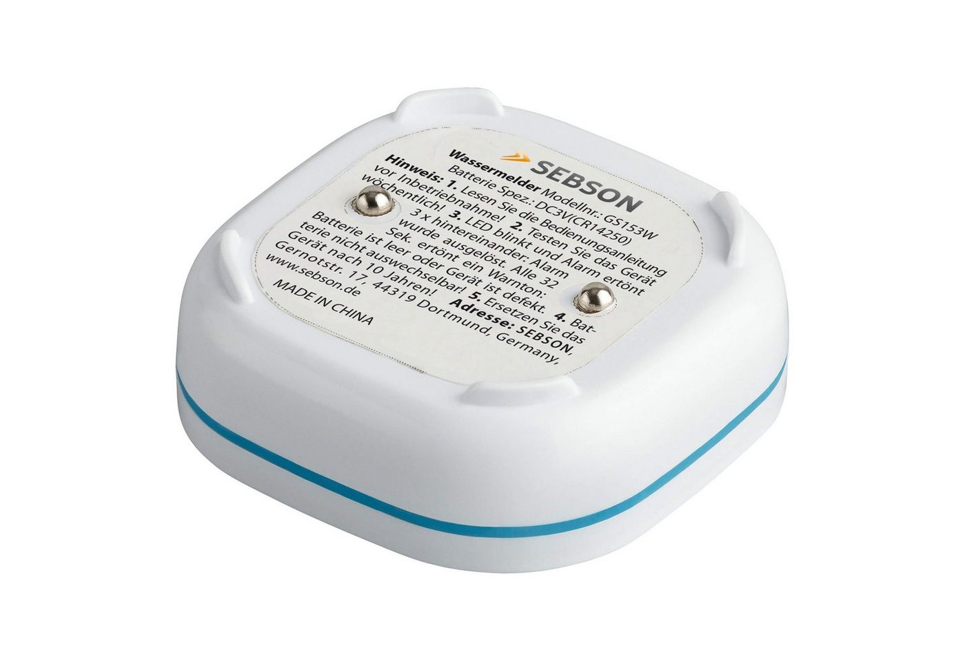 SEBSON Wassermelder mini GS153, 10 Jahres Langzeit-Batterie - 60x60x24,2mm Wassermelder – Bild 4 von 5