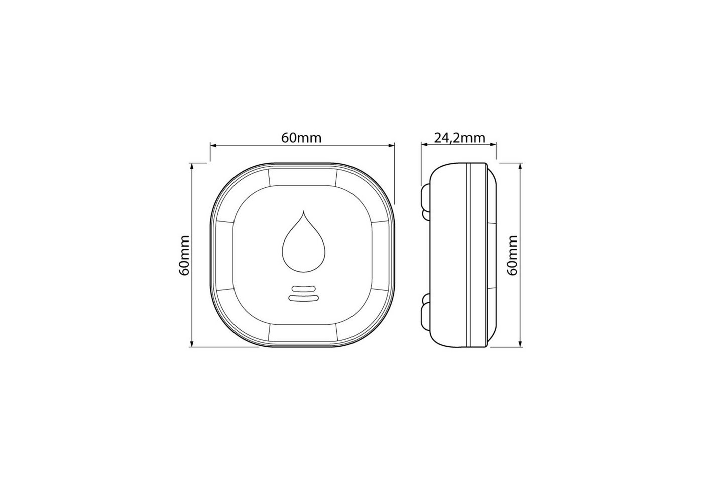 SEBSON Wassermelder mini GS153, 10 Jahres Langzeit-Batterie - 60x60x24,2mm Wassermelder – Bild 5 von 5