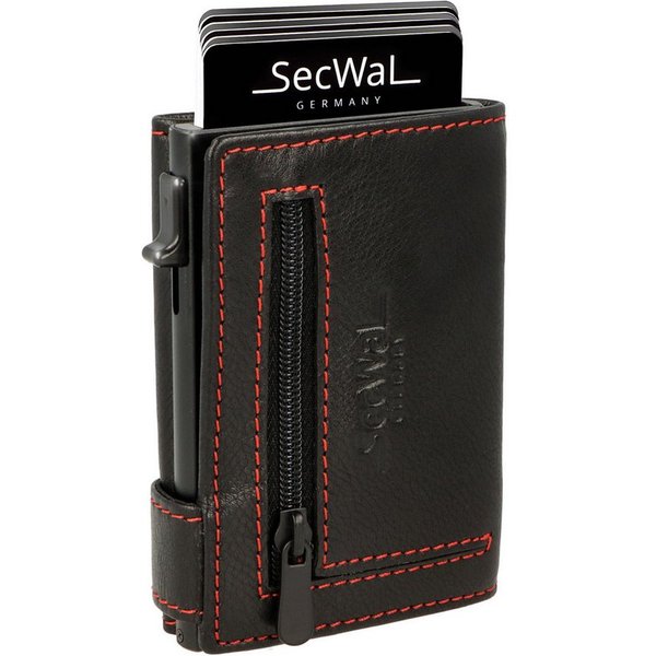 SecWal Geldbörse, Kartenetui mit Münzfach Reißverschluß, Slim Wallet, RFID Schutz, Geldbeutel klein, für Herren und Damen