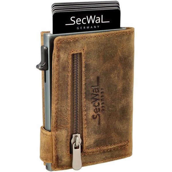SecWal Geldbörse, Kartenetui mit Münzfach Reißverschluß, Slim Wallet, RFID Schutz, Geldbeutel klein, für Herren und Damen