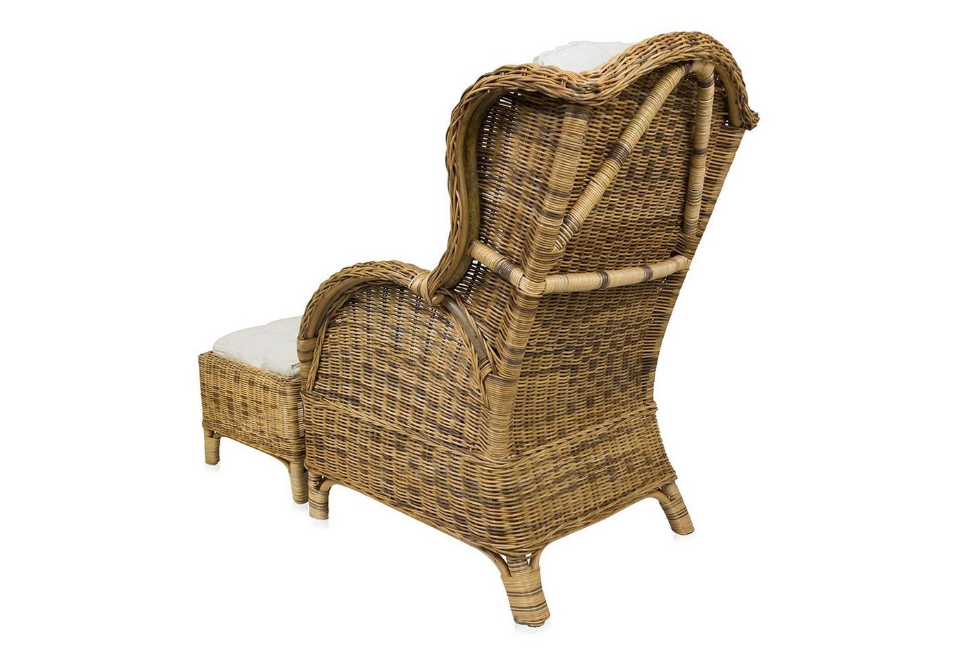 Sedex Ohrensessel Rattansessel mit Hocker (Set / Sessel + Hocker, bestehend aus Sessel und Hocker), Handgeflochten – Bild 3 von 4