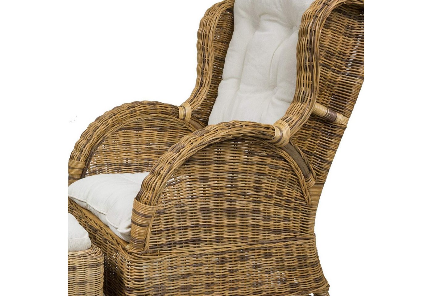Sedex Ohrensessel Rattansessel mit Hocker (Set / Sessel + Hocker, bestehend aus Sessel und Hocker), Handgeflochten – Bild 4 von 4