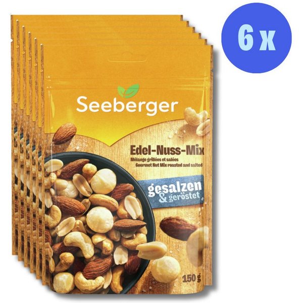 Seeberger Snacks Nüsse Seeberger Edel-Nuss-Mix Multipack – 6 × 150 g, Snack Vielfalt
