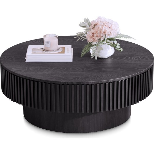 SeedWave Couchtisch mit Stauraum Sofatisch in Pilzform mit 75cm Runder Tischplatte, Wohnzimmertisch mit Massivholzfurnier