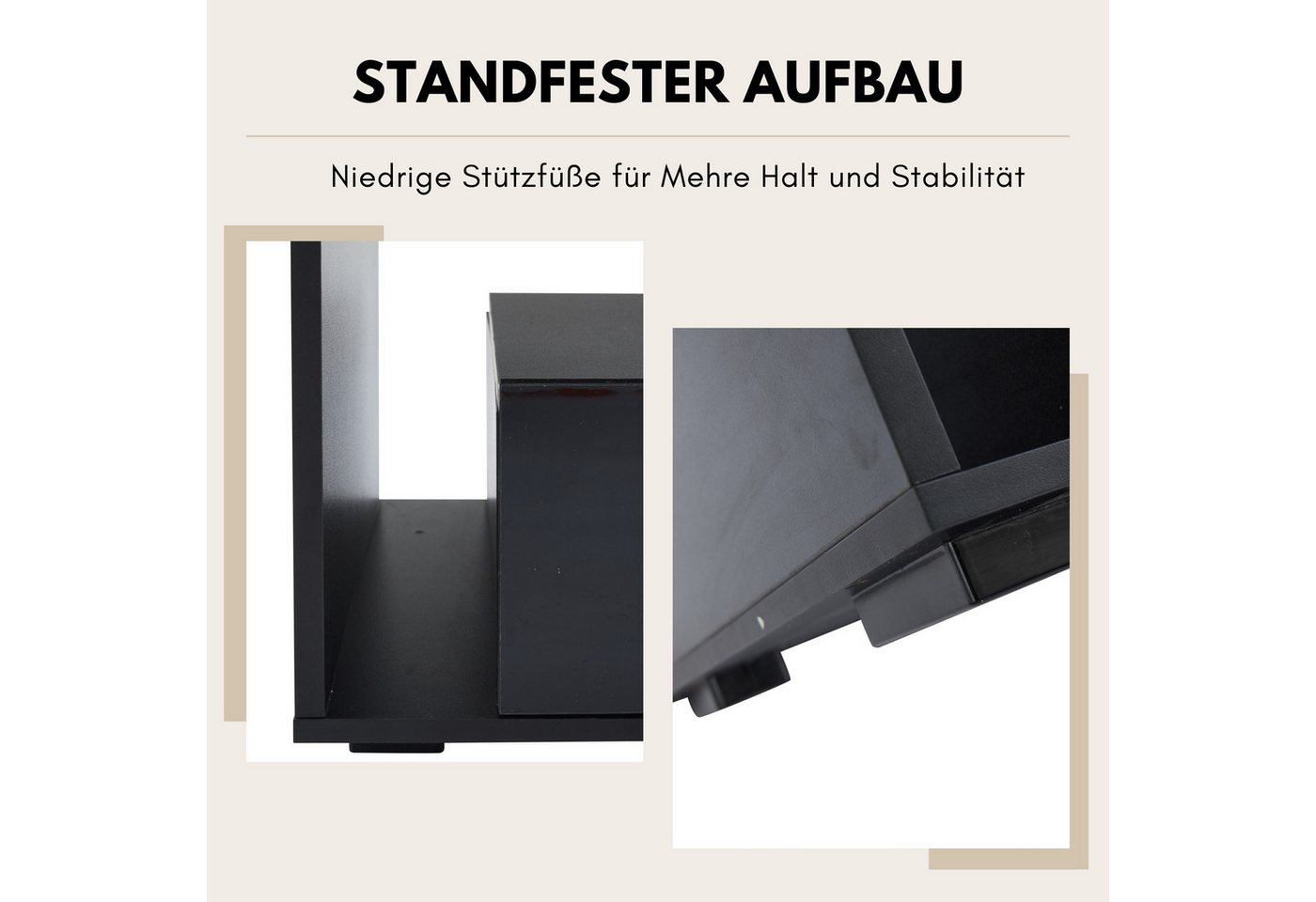 SeedWave Couchtisch Moderner Doppelstöckiger Stubentisch mit LED-Beleuchtung, Glasplatte, Mit 2 Schubladen, 1 Ablagefläche, 16 Farben und 4 Glitzer-Effekten – Bild 5 von 5
