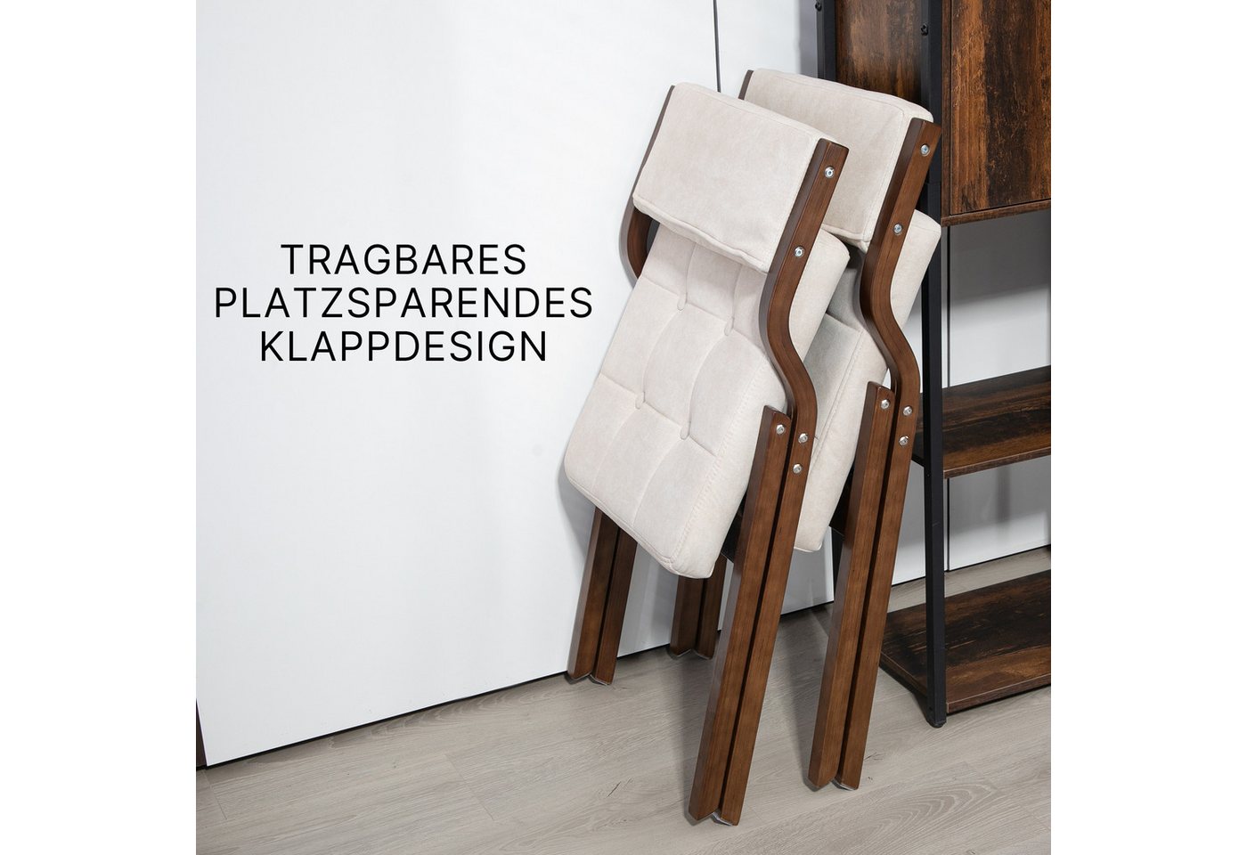 SeedWave Esszimmerstuhl 2er Set Küchenstuhl, Klappstuhl mit Gepolsterte Rückenlehne, Sitz, Die Neigung der Rückenlehne von 110°, Sitzhöhe ca.45cm – Bild 2 von 5