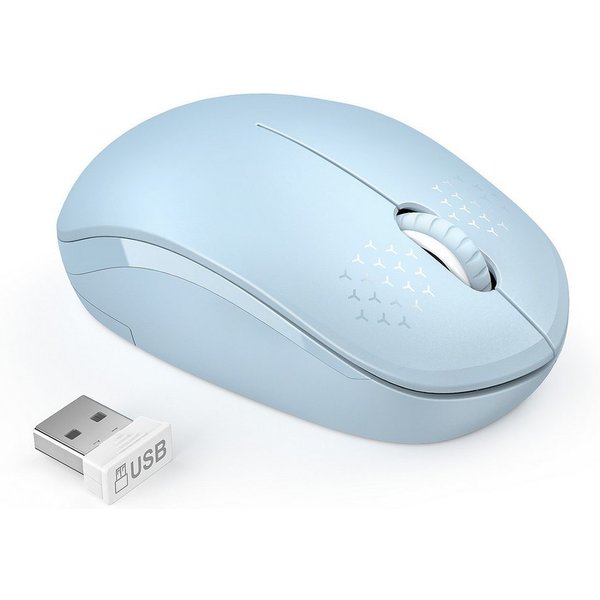 Seenda 2,4G leise Funkmaus,1600DPI,3Tasten,PC/Laptop kabellos Maus (Funk, Geräuschloses Klicken)