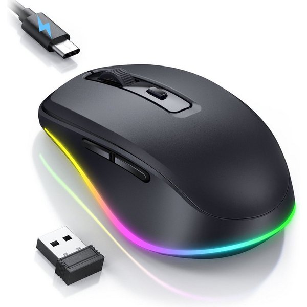 Seenda JY203 Kabellose Maus 2,4 GHz, Jiggler, leise, USB-C, 2000 DPI Maus (Funk, 2000 dpi, aufladbar)