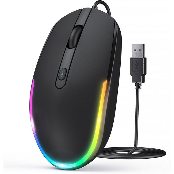 Seenda USB Maus kabelgebunden, leise, 1600 DPI, beleuchtet Maus (optisch / Plug & Play / 1,5 m Kabel)