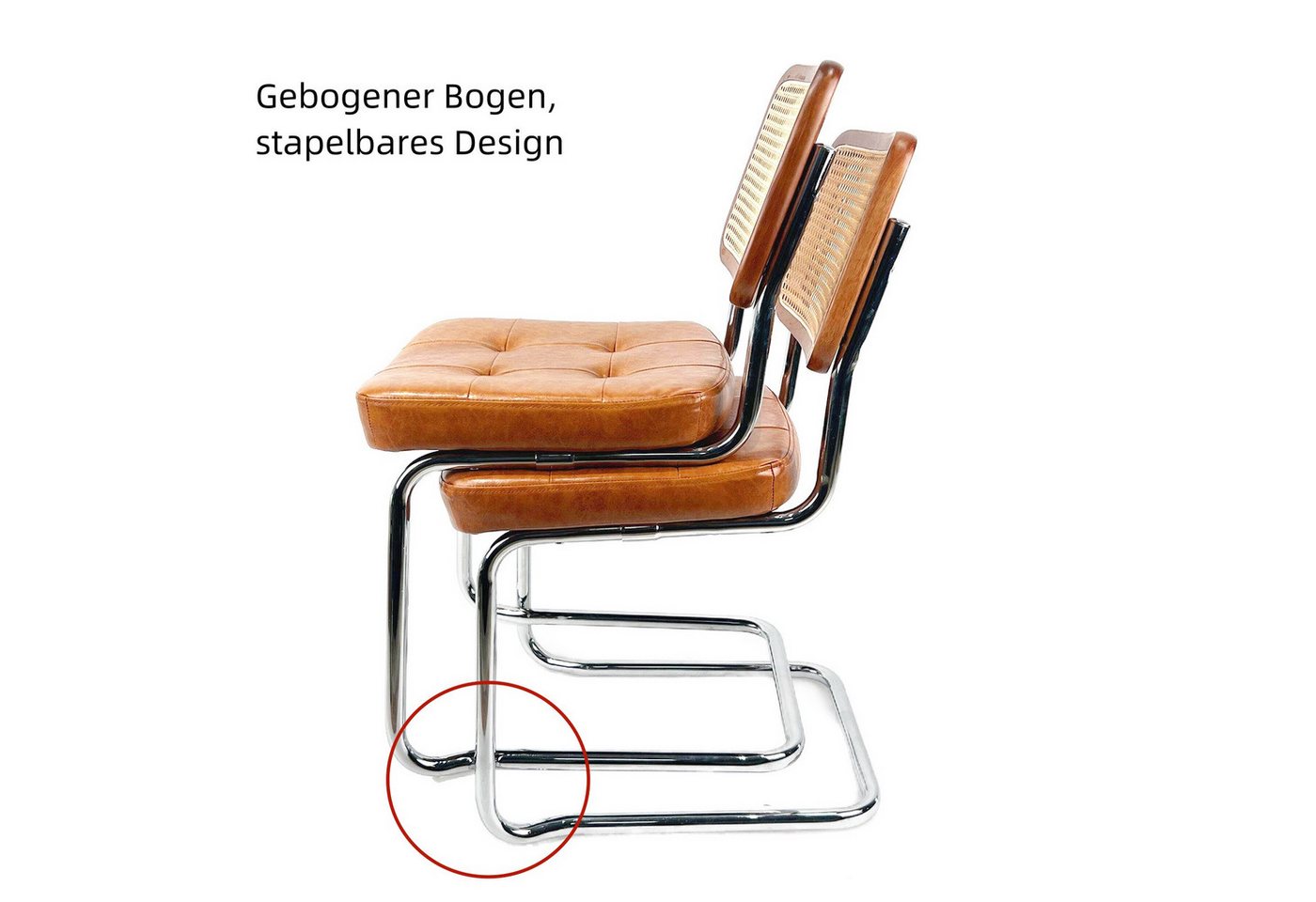 SEHAUSEU Freischwinger Schwingstuhl Esszimmerstuhl Bürostuhl (Set, 2 St) Belastbarkeit 130 Kg – Bild 4 von 5