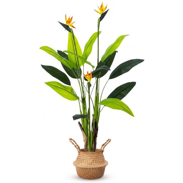 Kunstbaum Kunstpflanze groß Strelitzie Paradiesvogelblume Künstliche Pflanze, SEHAUSEU, Höhe 130 cm, wie echt, 130 cm/150 cm