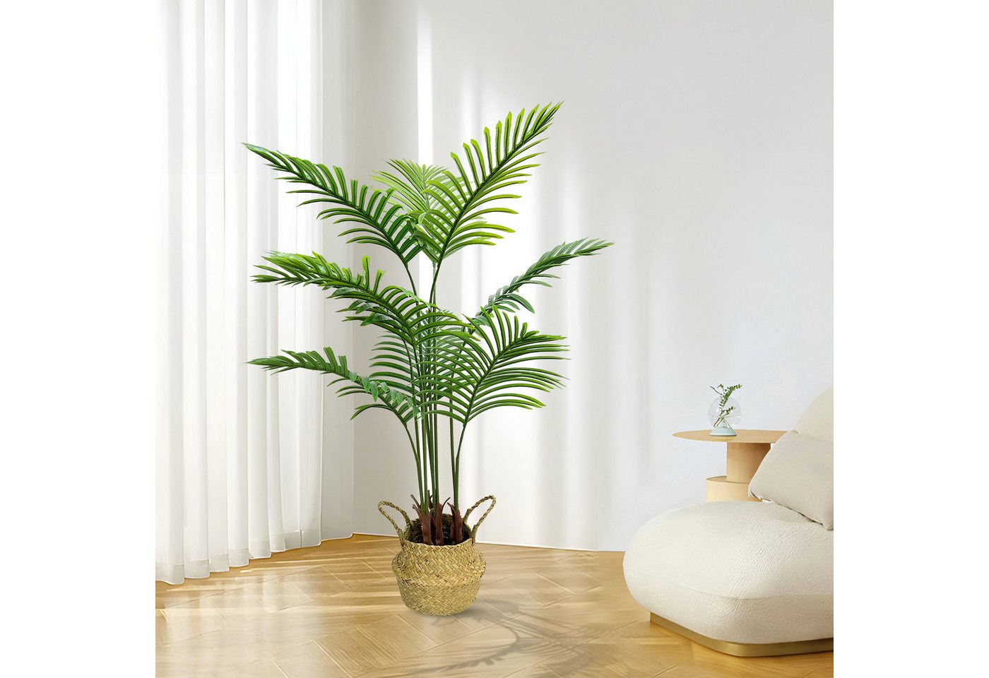 Kunstbaum Kunstpflanzen groß kunstpalme künstliche Pflanze, Höhe 120 cm/160 cm Palme, SEHAUSEU, Höhe 120 cm – Bild 4 von 5
