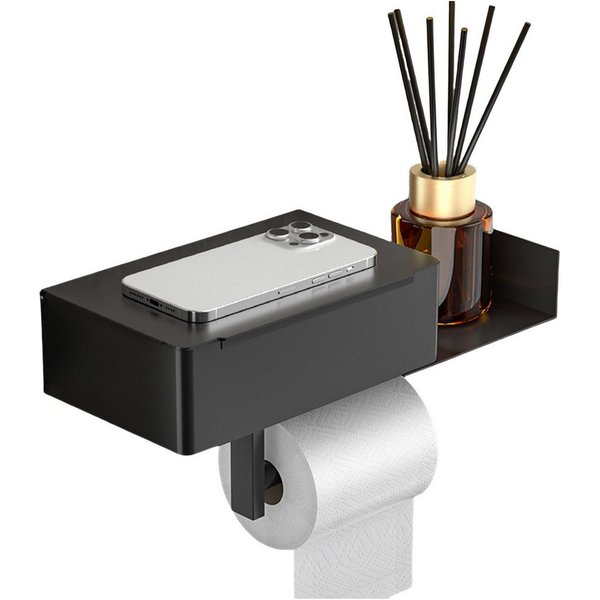 SEHAUSEU Toilettenpapierhalter edelstahl mit Feuchttücherbox, selbstklebend oder Bohren, weiß,schwarz