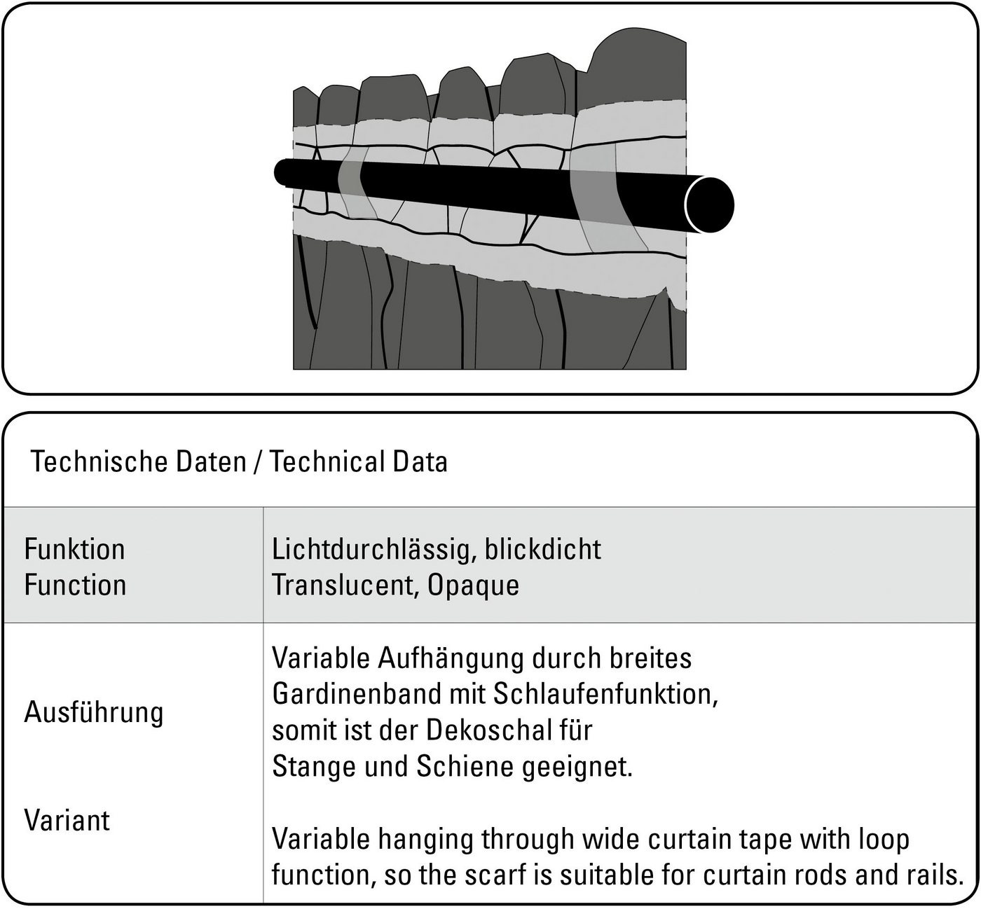 Sehlbach Gardine Schal Leinenoptik (1 St), Schlaufen, blickdicht, mit Gardinenband und verdeckten Schlaufen – Bild 4 von 5