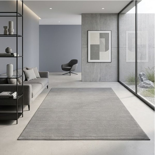 Sehrazat Teppich LIMA, auch als Läufer und in RUnd, rechteckig, Höhe: 10 mm, Kurzflor, Linienstruktur, leichter Glanz, Wohnzimmer