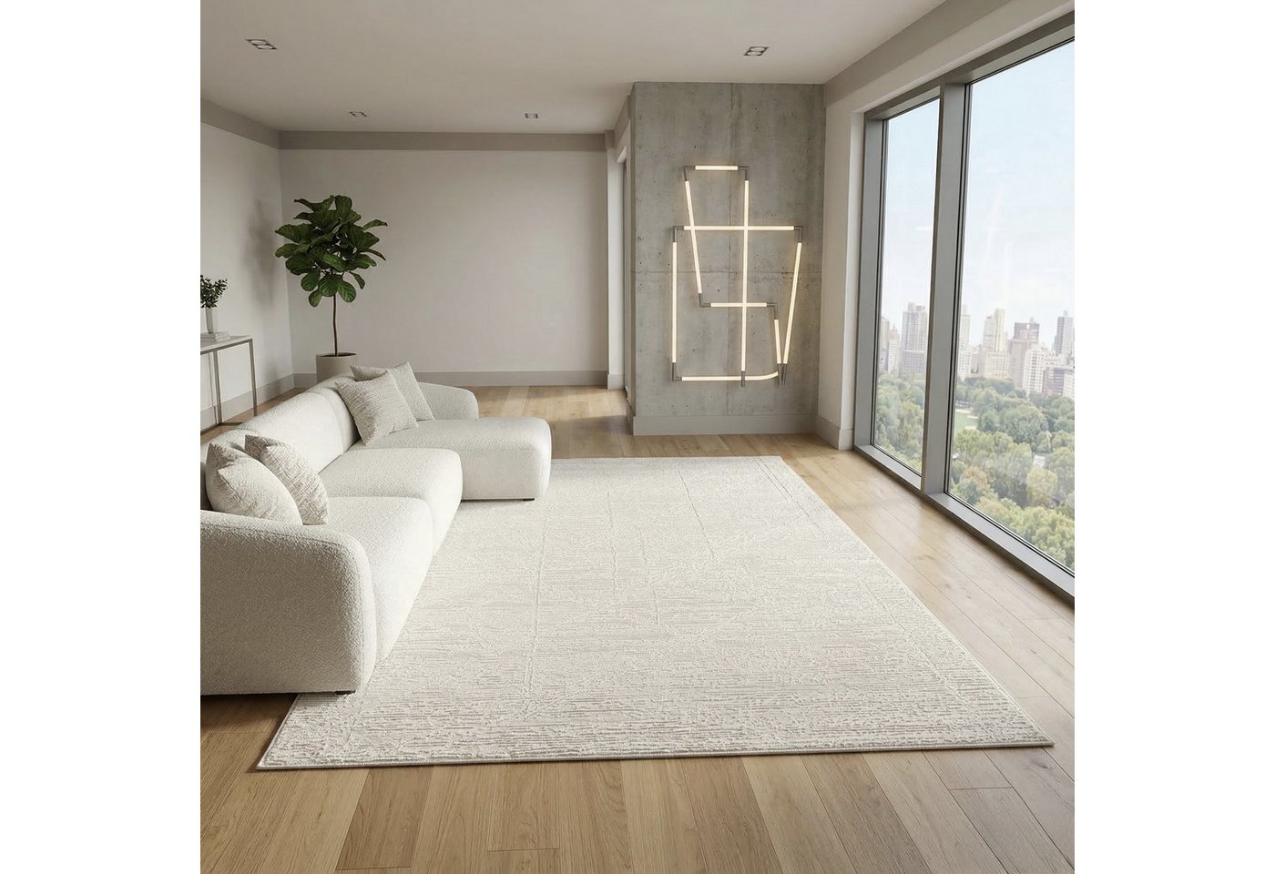 Sehrazat Teppich Moda 1200, auch als Läufer, rechteckig, Höhe: 11 mm, Kurzflor, grafisches Hoch Tief Muster, Wohnzimmer – Bild 2 von 5