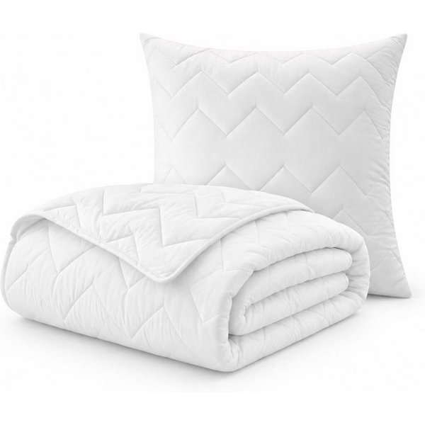 SEI Design Microfaserbettdecke Bett-SET Bettdecke Steppdecke Winter 135x200 + Kopfkissen 80x80 Classi, Füllung: Polyester, kochfest