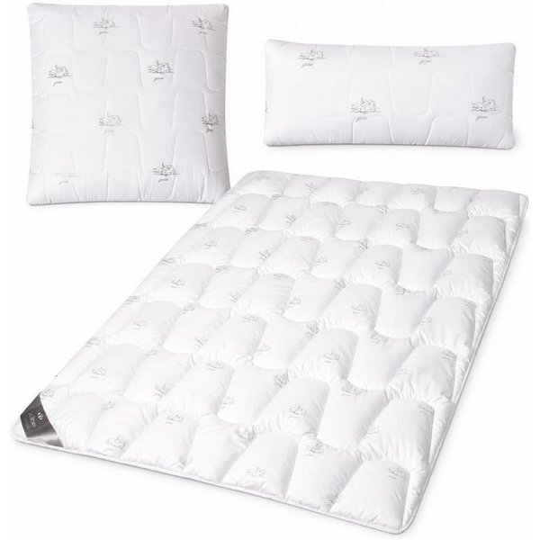 SEI Design Microfaserbettdecke Bettset SWAN winter 135x200 Kissen 80x80 40x80 Mikrofaser vegan, Füllung: daunenähnliches Gefühl, Bett-Set 3-Tlg.: Bettdecke 135x