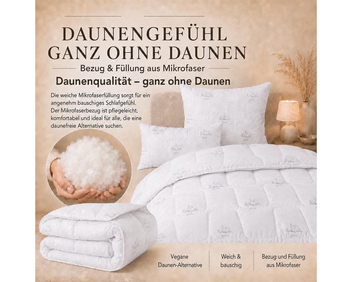 SEI Design Microfaserbettdecke Bettset SWAN winter Mikrofaser vegan 135x200 + Kissen 80x80, Füllung: Mikrofaser daunenähnliches Gefühl, Bett-Set 2-Tlg.: Bettdec – Bild 4 von 5
