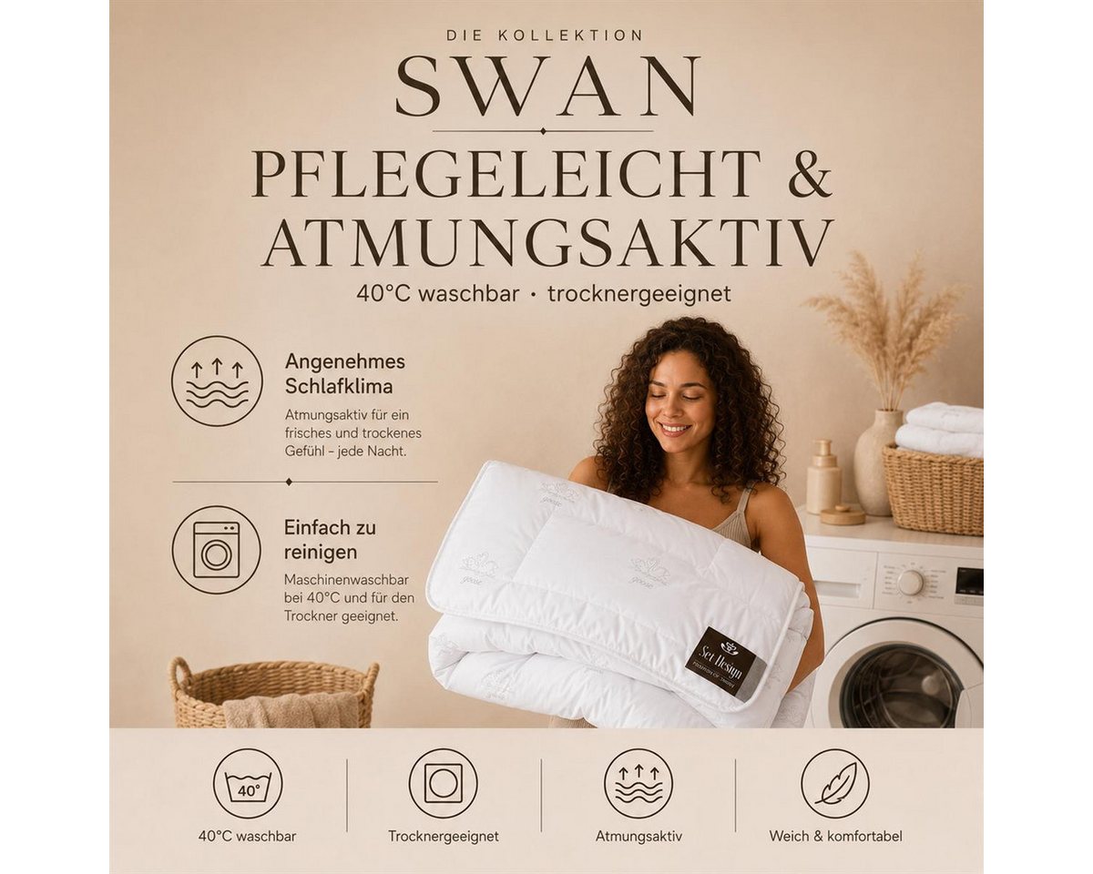 SEI Design Microfaserbettdecke SWAN Winter Bettdecke 155x220 cm Mikrofaser Decke Kuscheldecke, Füllung: 100% Mikrofaser, Bezug: 100% Mikrofaser, ein Gefühl wie  – Bild 5 von 5