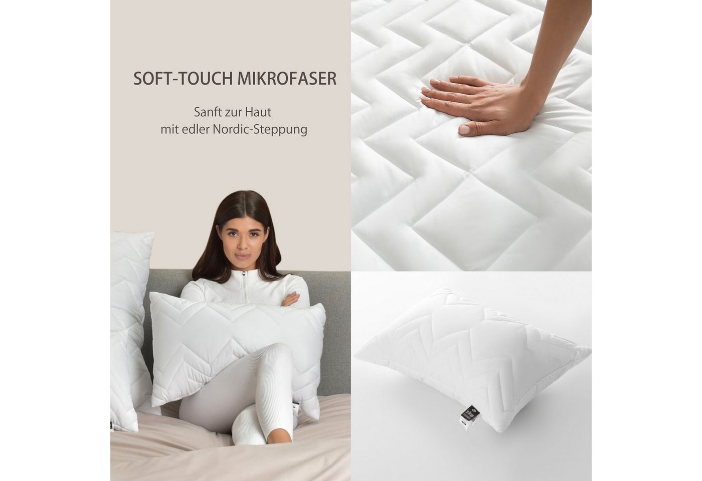 SEI Design Microfaserkissen Mikrofaser Dekokissen Sofakissen Kissen gesteppt 40x40 cm, Füllung: Faserbällchen, Bezug: Microfaser, Seitenschläfer, Rückenschläfer – Bild 4 von 5