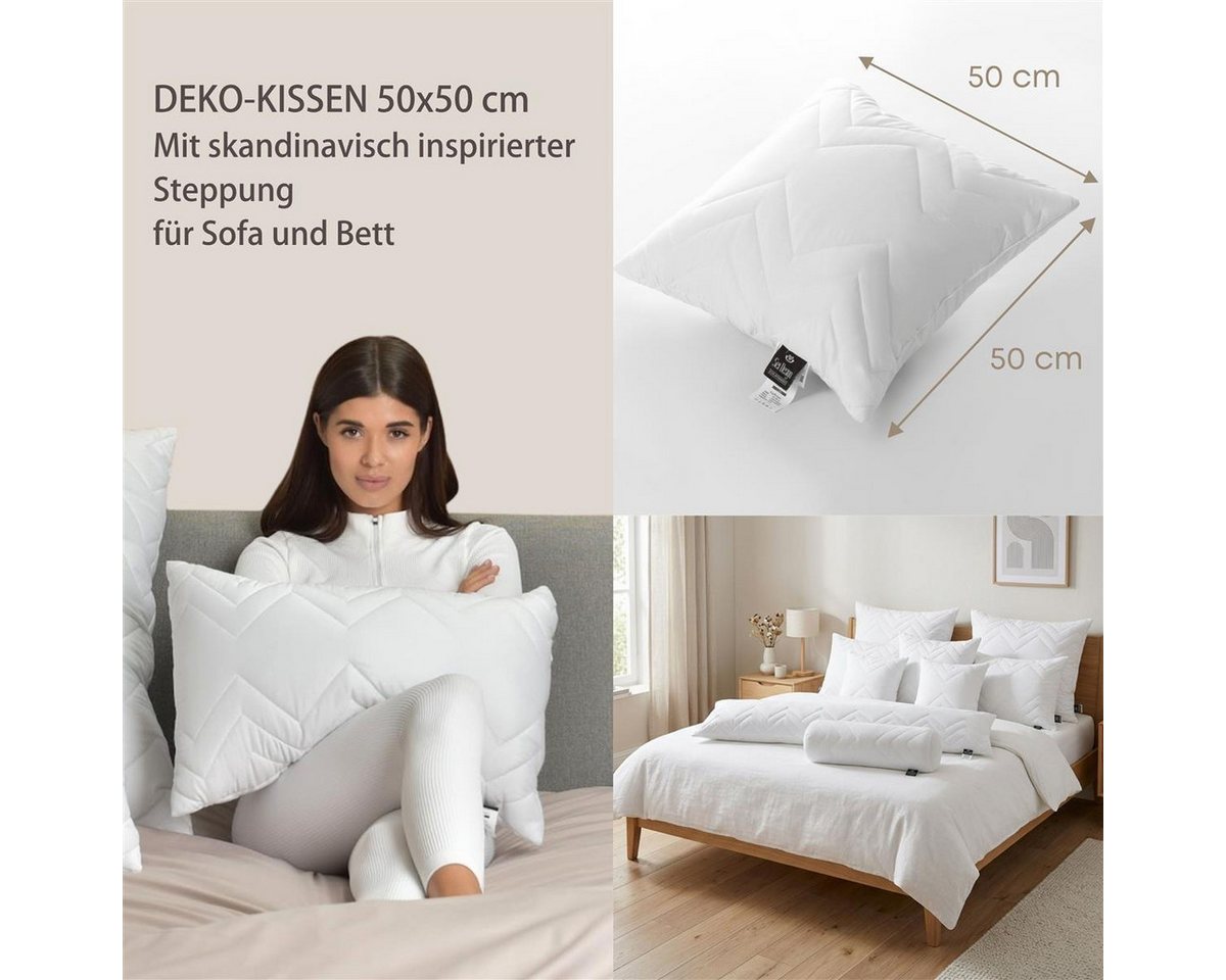 SEI Design Microfaserkissen Mikrofaser Dekokissen Sofakissen Kissen gesteppt 50x50 cm, Füllung: Faserbällchen, Bezug: Microfaser, Seitenschläfer, Rückenschläfer – Bild 4 von 5