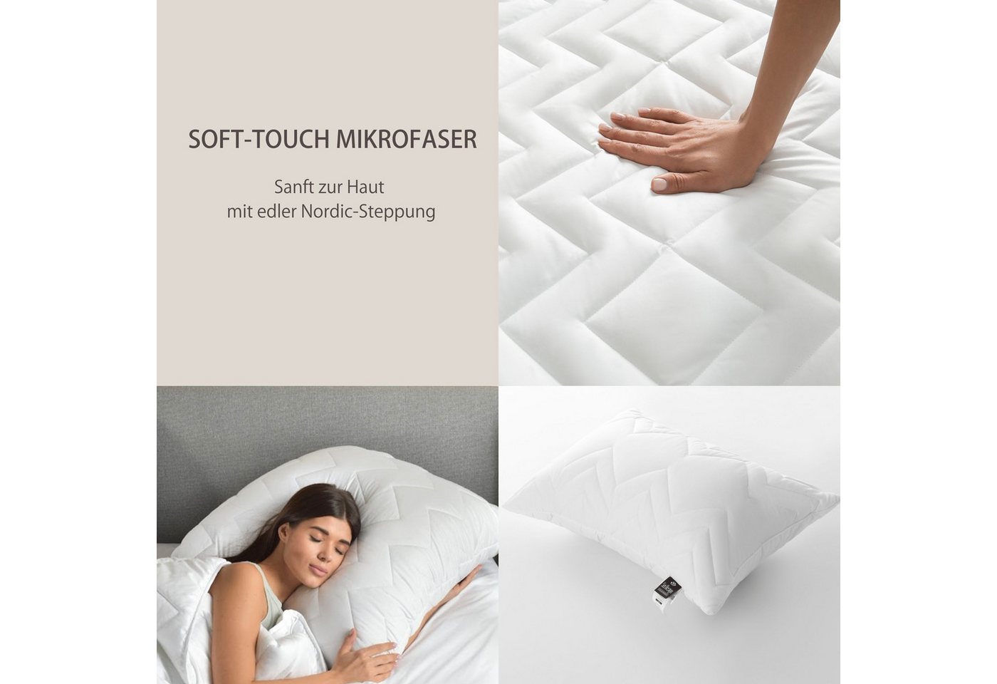 SEI Design Microfaserkissen Mikrofaser Dekokissen Sofakissen Kissen gesteppt 50x50 cm, Füllung: Faserbällchen, Bezug: Microfaser, Seitenschläfer, Rückenschläfer – Bild 5 von 5