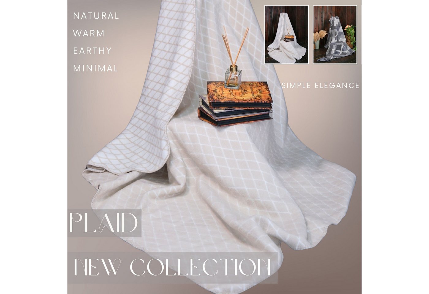 Plaid Kuscheldecke Kassandra 150x200, 58% Baumwolle, SEI Design, Plaid Kuscheldecke – Bild 3 von 5