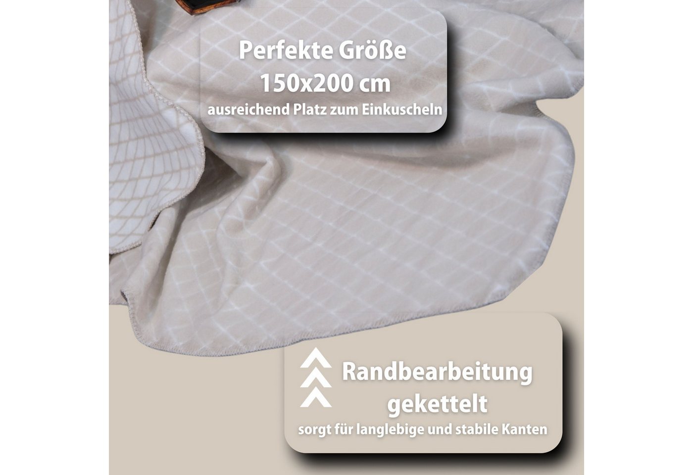 Plaid Kuscheldecke Kassandra 150x200, 58% Baumwolle, SEI Design, Plaid Kuscheldecke – Bild 4 von 5