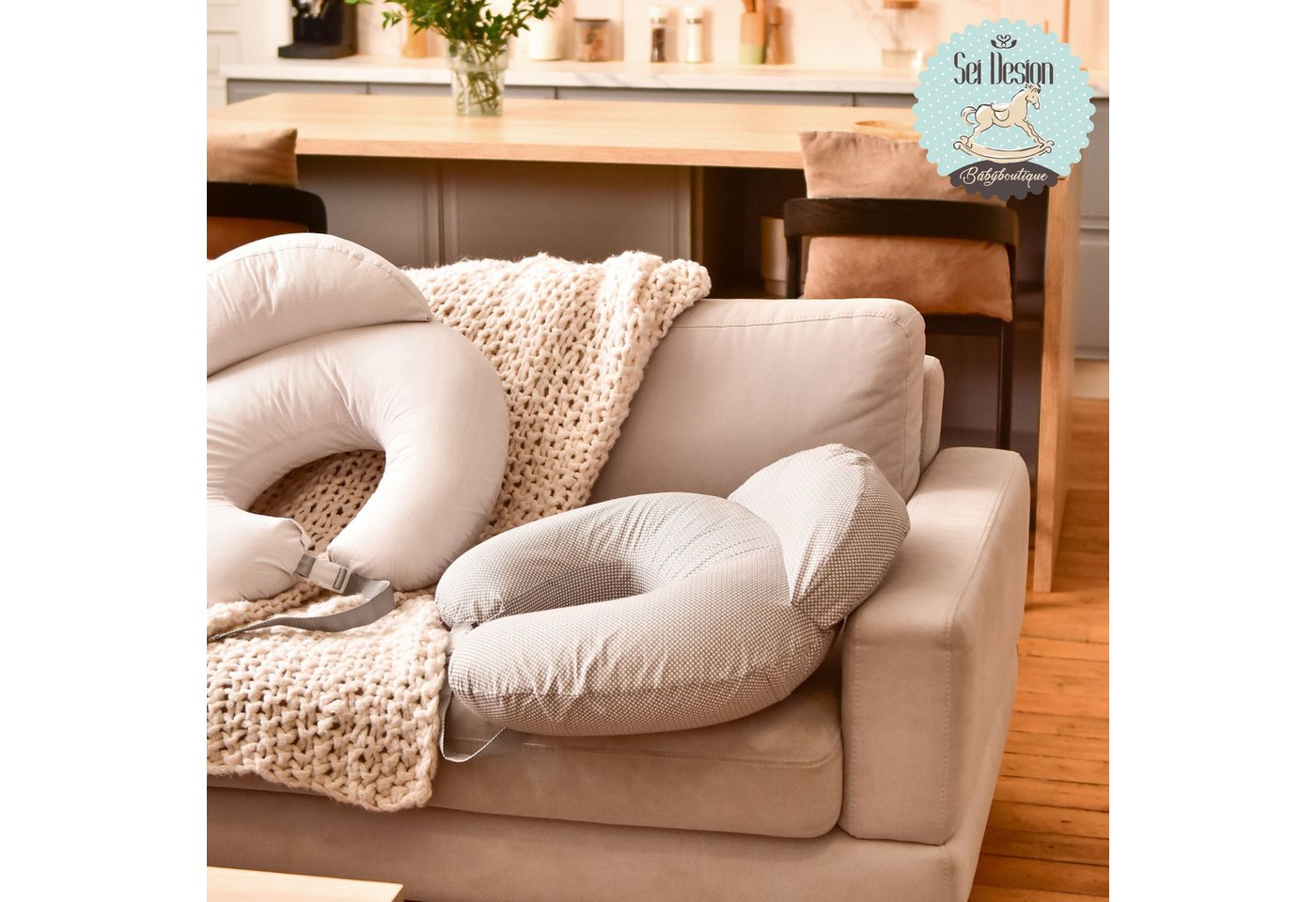 SEI Design Stillkissen Stillkissen mit verstellbarem Hüftgurt, entlastet Schultern und Nacken, zusätzliches Kissen als Barriere – Bild 5 von 5