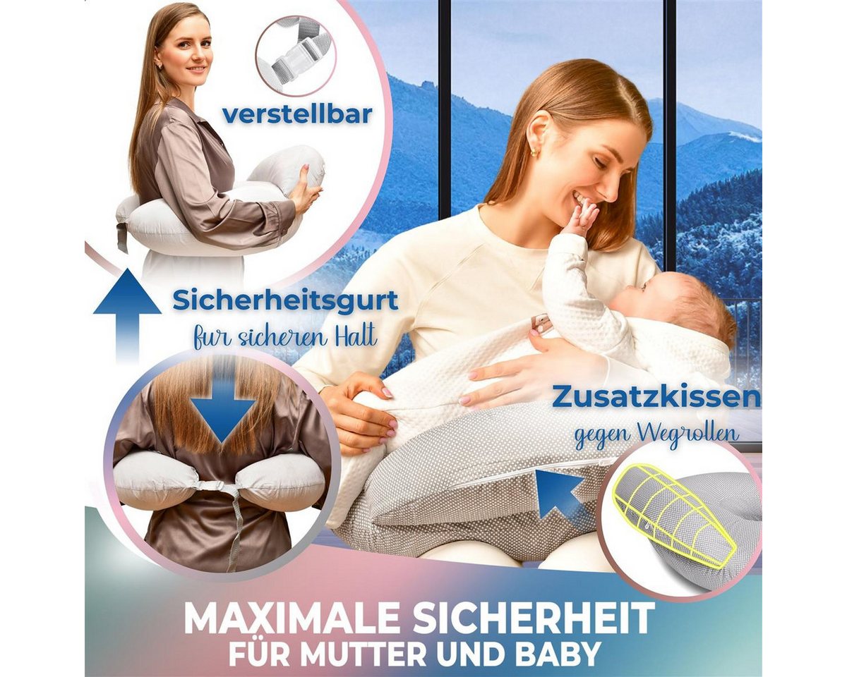 SEI Design Stillkissen Stillkissen mit verstellbarem Hüftgurt, entlastet Schultern und Nacken, mit Sicherheitsgurt, zusätzliches Kissen als Barriere – Bild 3 von 5