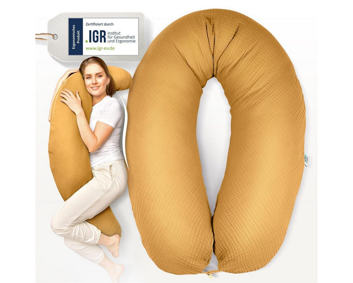 SEI Design Stillkissen Seitenschläferkissen Babynestchen Kuschelnest XXL Musselin Bezug, Schwangerschaftskissen mit Bezug, 1-tlg., Schwangerschaftskissen mit Be – Bild 2 von 5