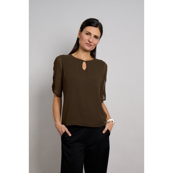 Seidel Moden Chiffonbluse Otto exclusiv Halbarm mit Cut-Out-Detail und Glitzerstein - MADE IN GERMANY