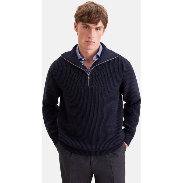 seidensticker Strickpullover Schwarze Rose Troyer Uni